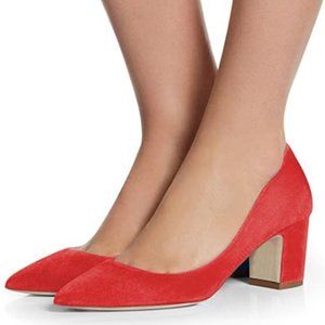 YDN Women Low Kitten Heel Pumps Pointed Toe Dress